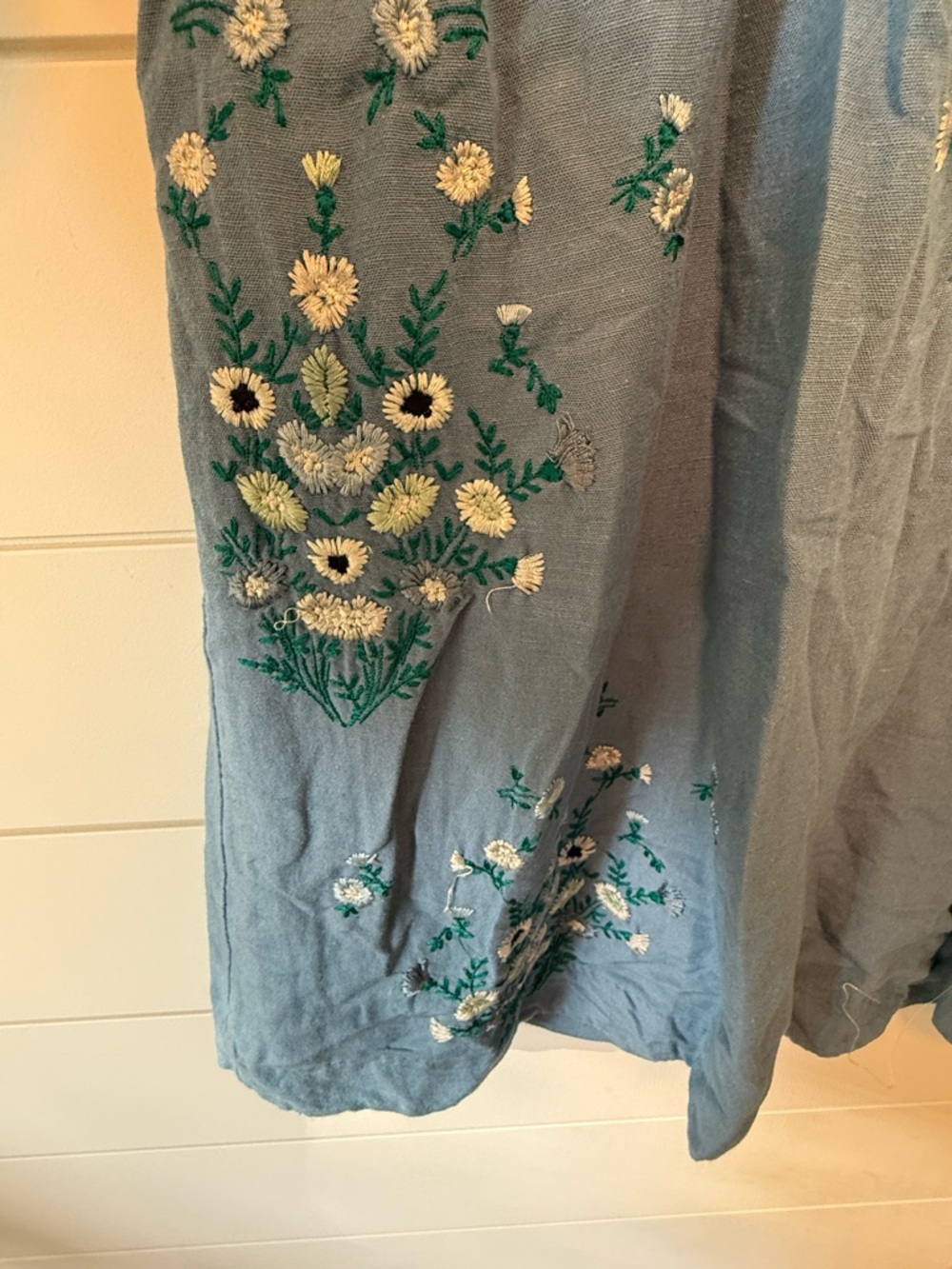 Free People Cap-Sleeve Blue Floral Embroidered Mini Dress - Picture 7 of 10